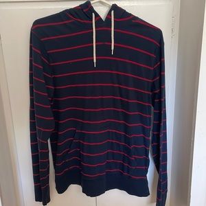 Old Navy Long Sleeve, Blue and Red Striped with a Hood